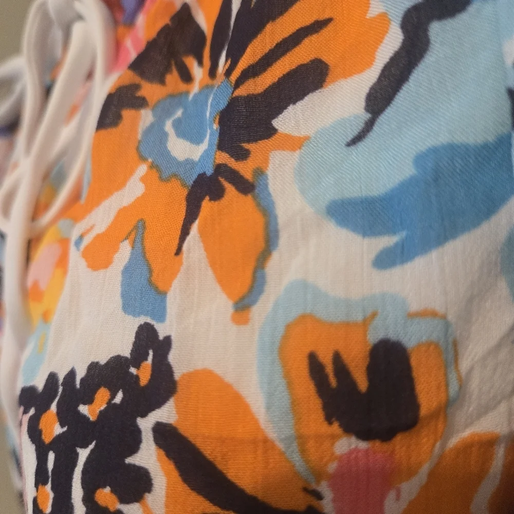 Anne Cole V-neck Front Tie Floral Swim Cover-up In Size XS